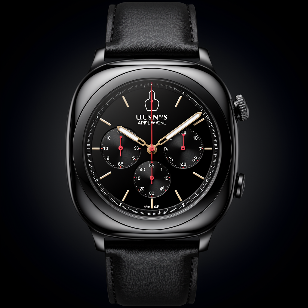 Luxury Apple Watch timepiece, professional product photography, elegant dark background with gradient, dramatic lighting, macro detail, premium quality, 4K, sharp focus