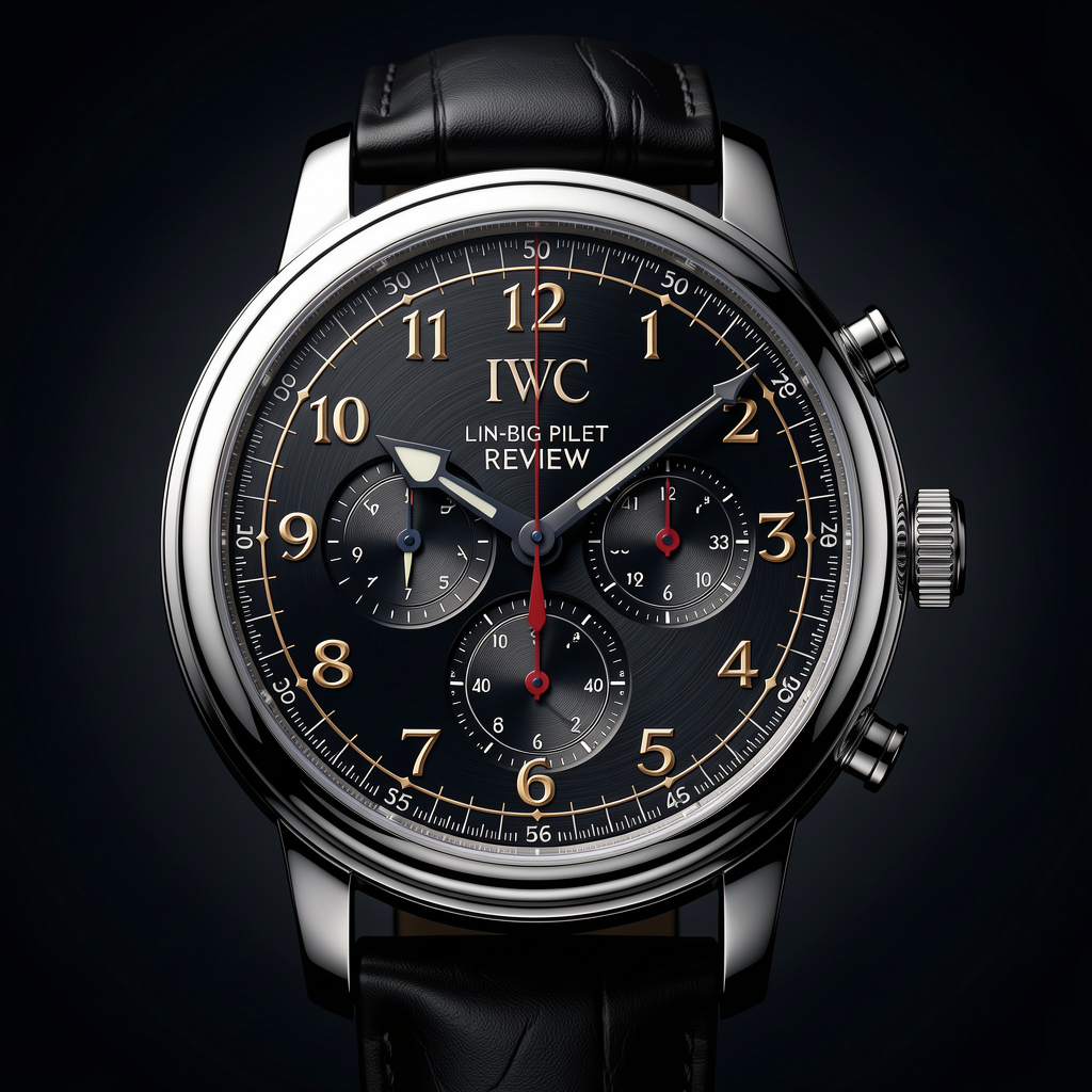 Luxury Iwc Big Pilot In-Depth Review timepiece, professional product photography, elegant dark background with gradient, dramatic lighting, macro detail, premium quality, 4K, sharp focus